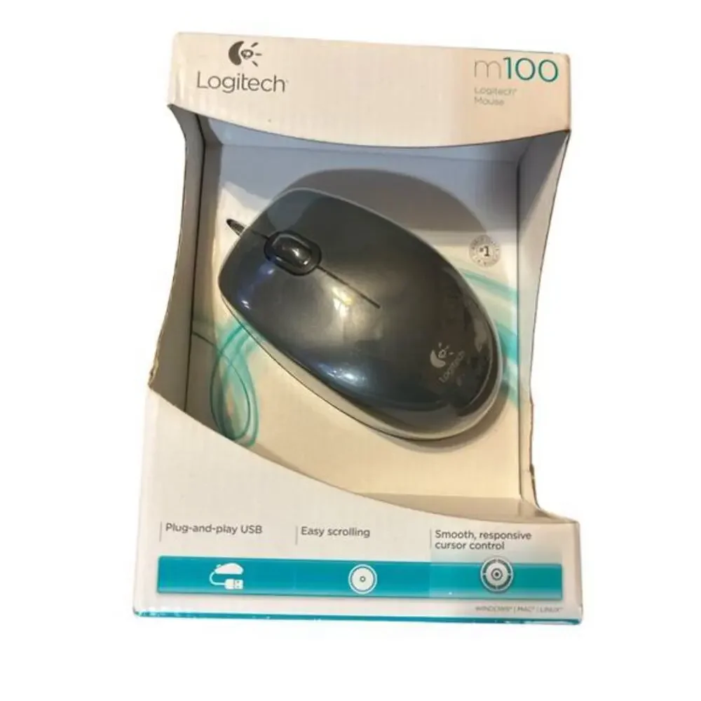 Logitech M100 Wired USB Mouse 3-buttons pc, mac‎ laptop